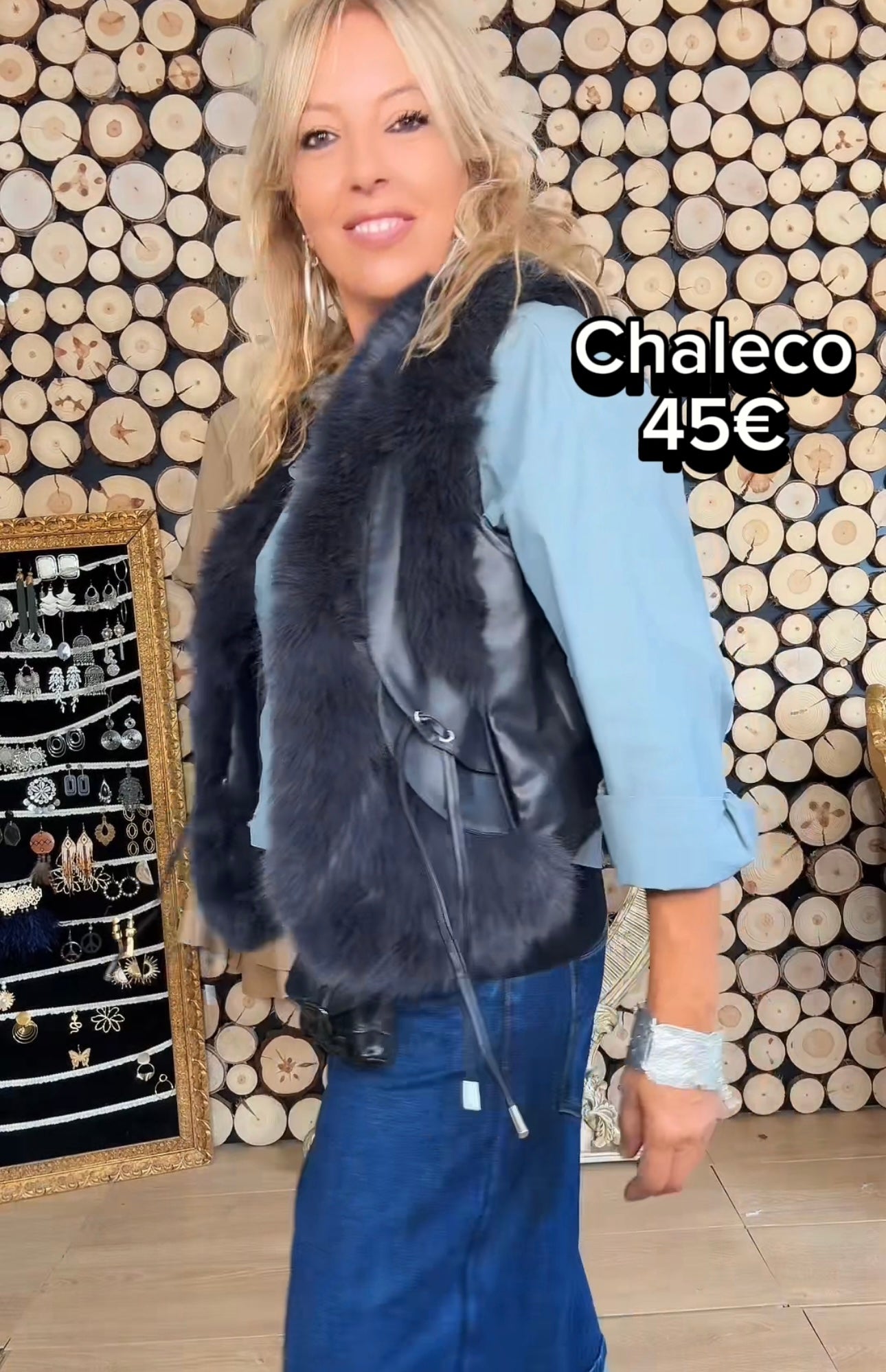 Chaleco pelito gris/negro